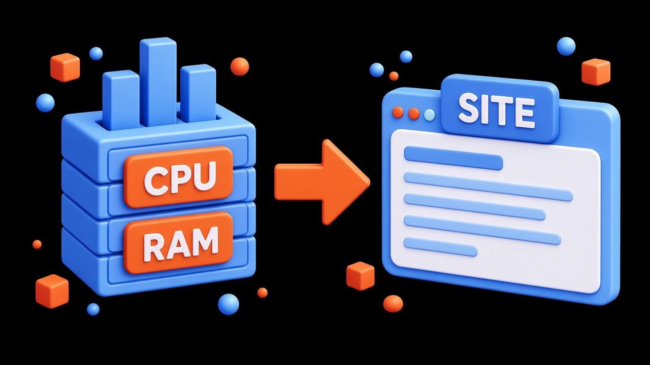Scheme: server CPU and RAM, and the site